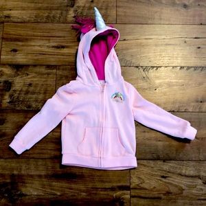 Pink unicorn hoodie with horn and main